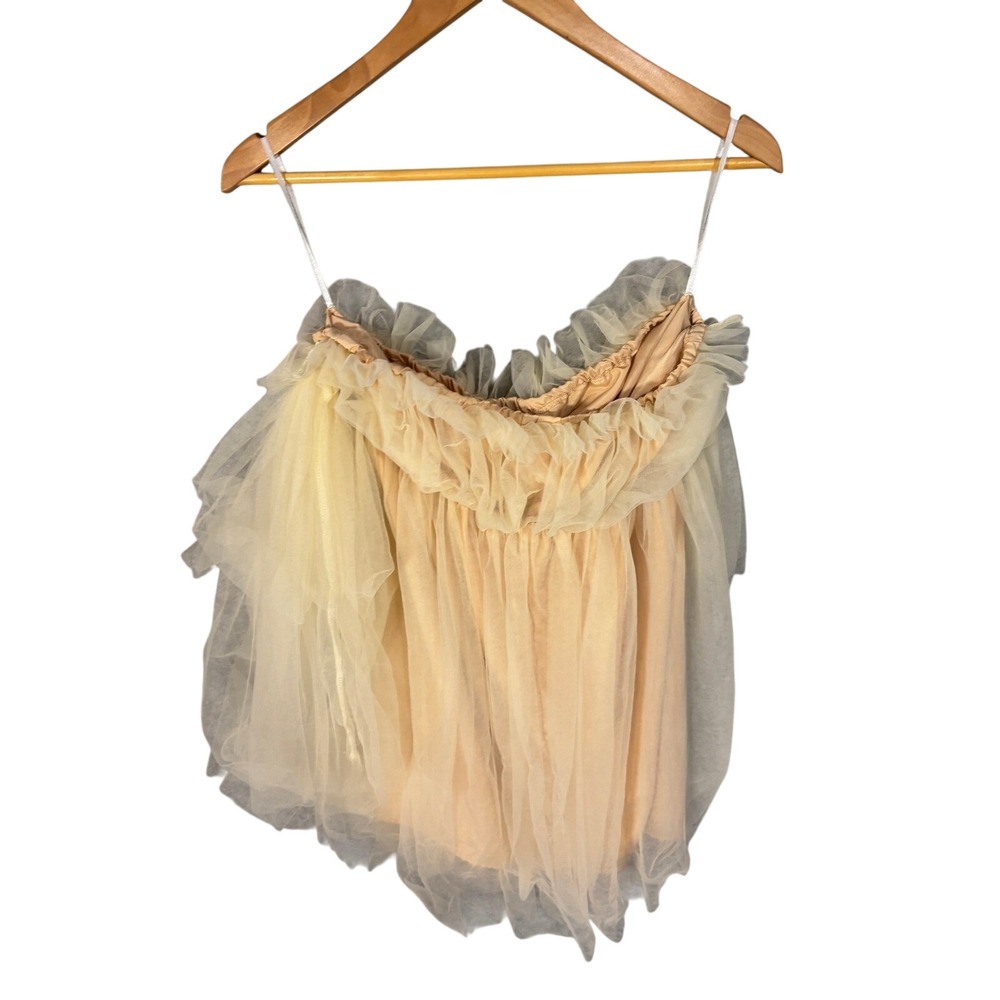 Tulle Ruffle Strapless Mini Dress Party Clubwear Layered SMALL‎